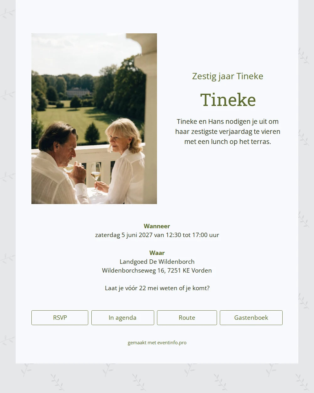 Rustig groen voor Tinekes zestigste &ndash; example 1