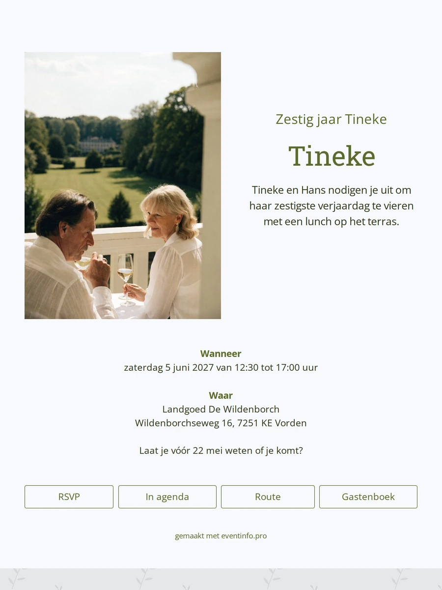 Rustig groen voor Tinekes zestigste