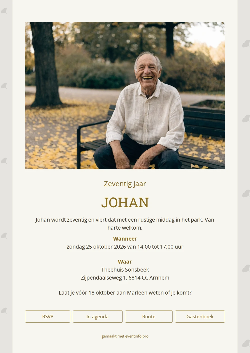 Gouden ginkgotinten voor Johans zeventigste &ndash; example 1