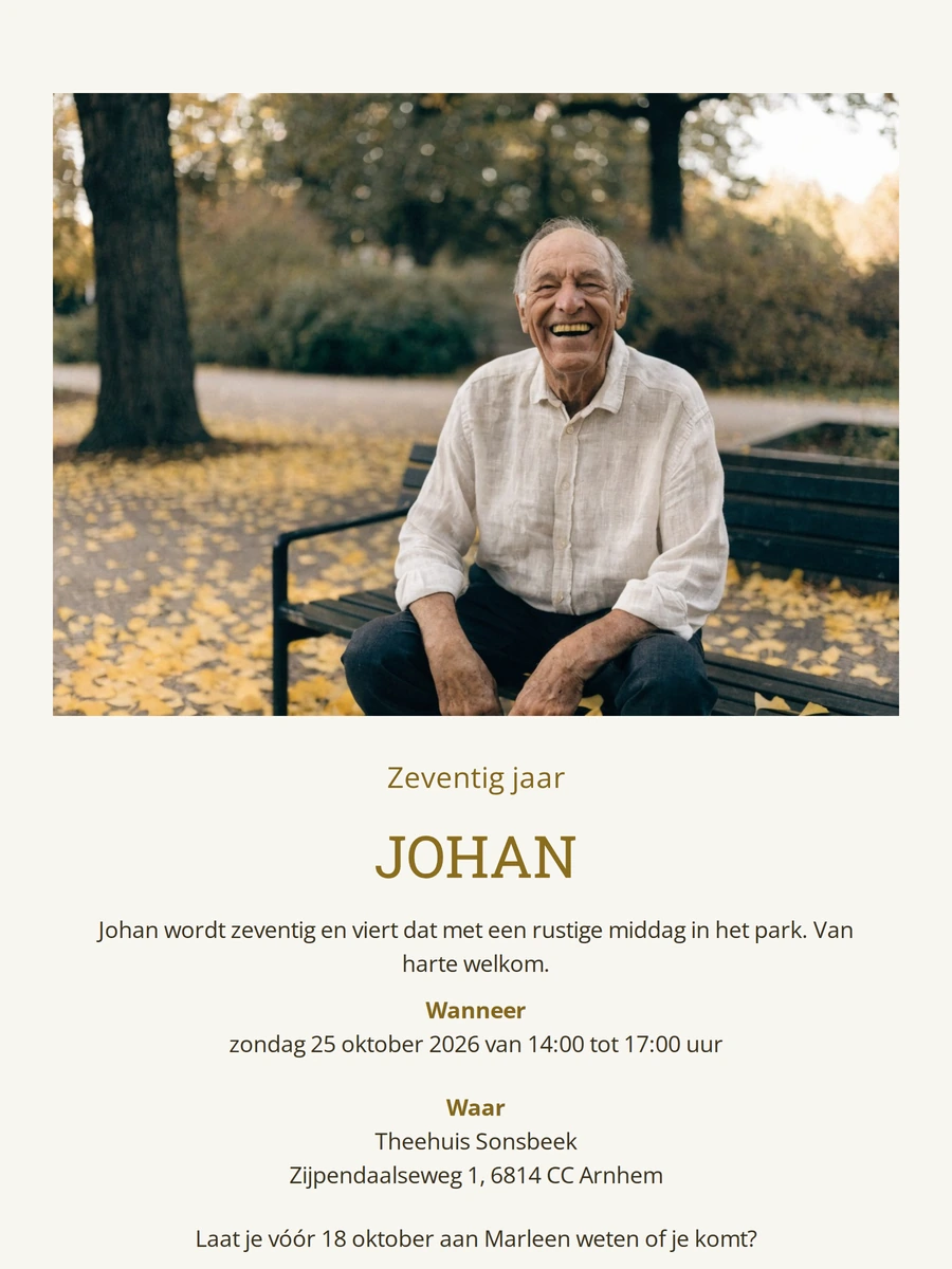 Gouden ginkgotinten voor Johans zeventigste