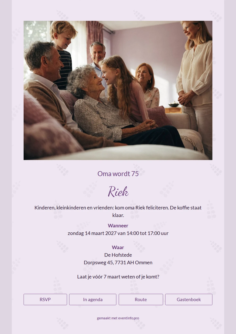 Zacht lila voor een verjaardag met de familie &ndash; example 1