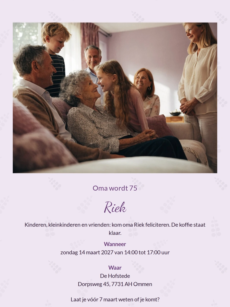 Zacht lila voor een verjaardag met de familie