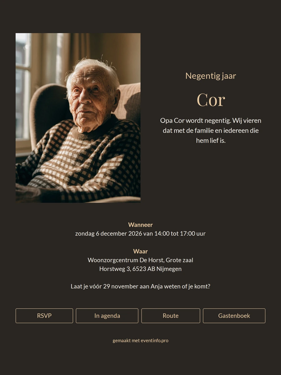 Gouden accenten voor opa’s negentigste