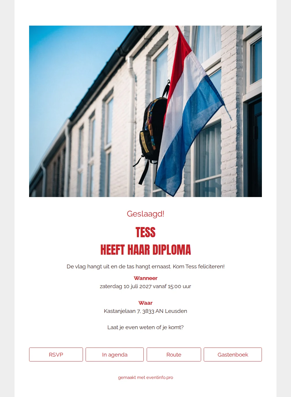 Rood-wit-blauw voor Tess’ diplomafeest &ndash; example 1