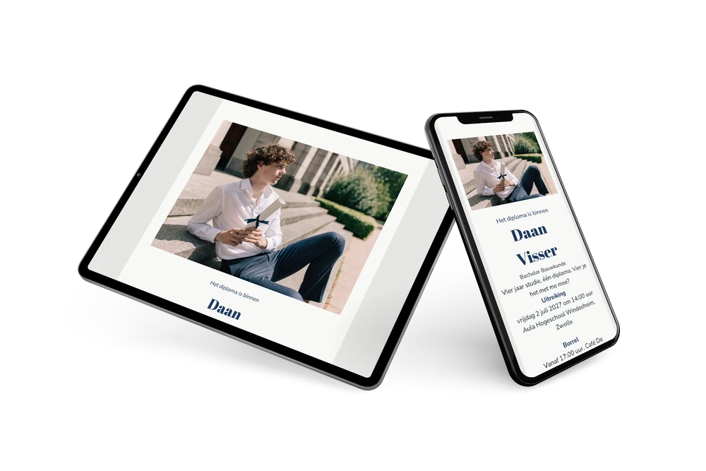 Marineblauw voor Daans afstudeerfeest &ndash; example 2
