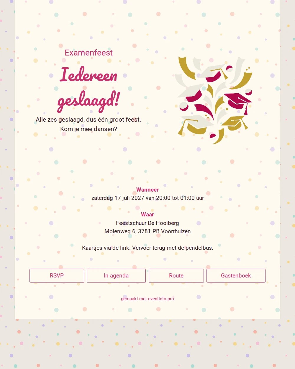 Bonte dansfeestkaart met mutsen maken &ndash; example 1