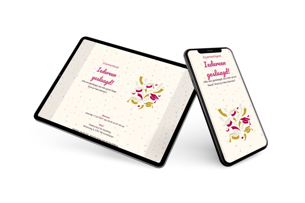 Bonte dansfeestkaart met mutsen maken &ndash; example 2