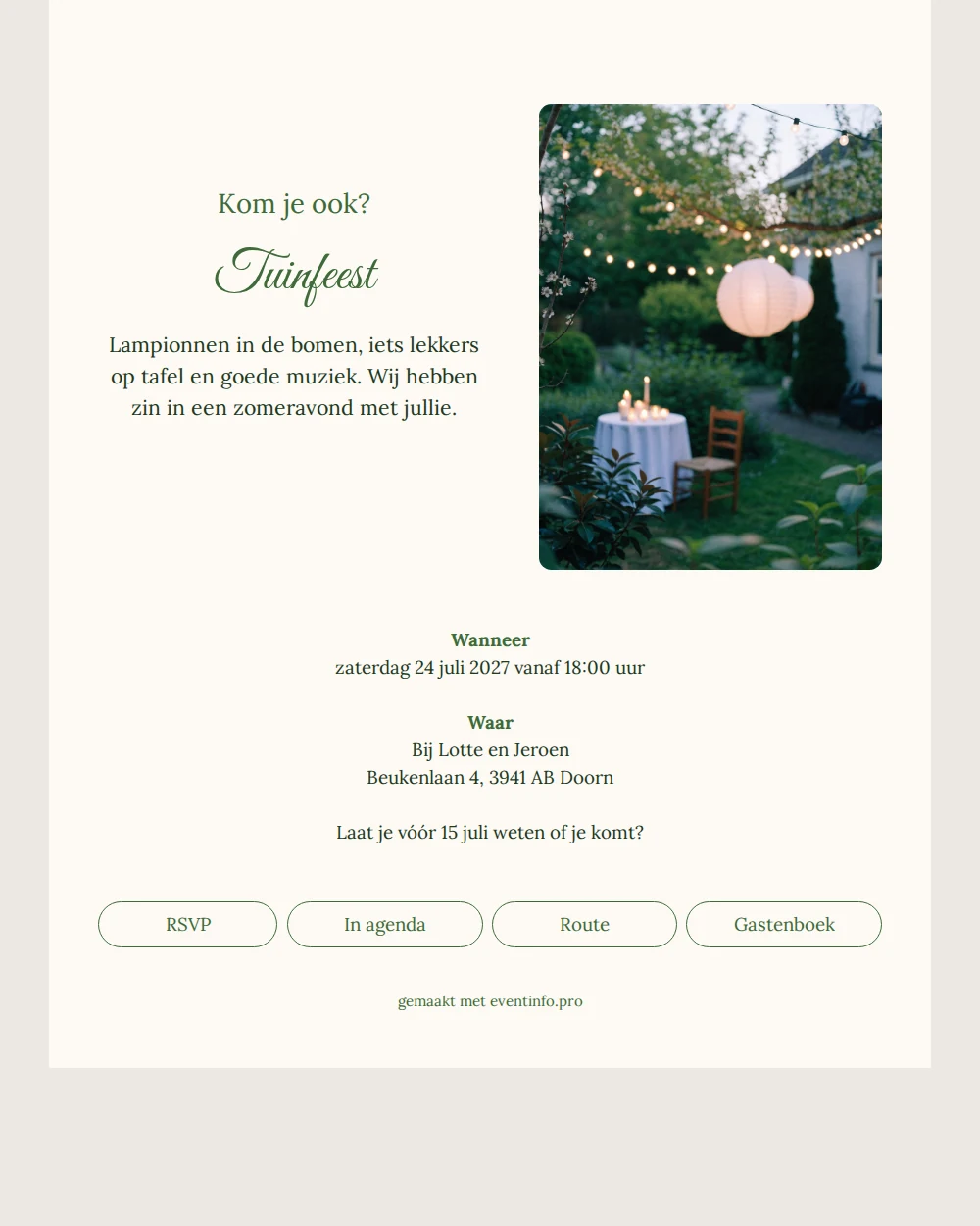 Feestelijke tuinuitnodiging met kaarslicht maken &ndash; example 1