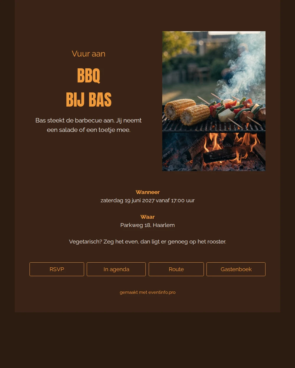 Smeuïge BBQ-kaart met vuur en rook maken &ndash; example 1