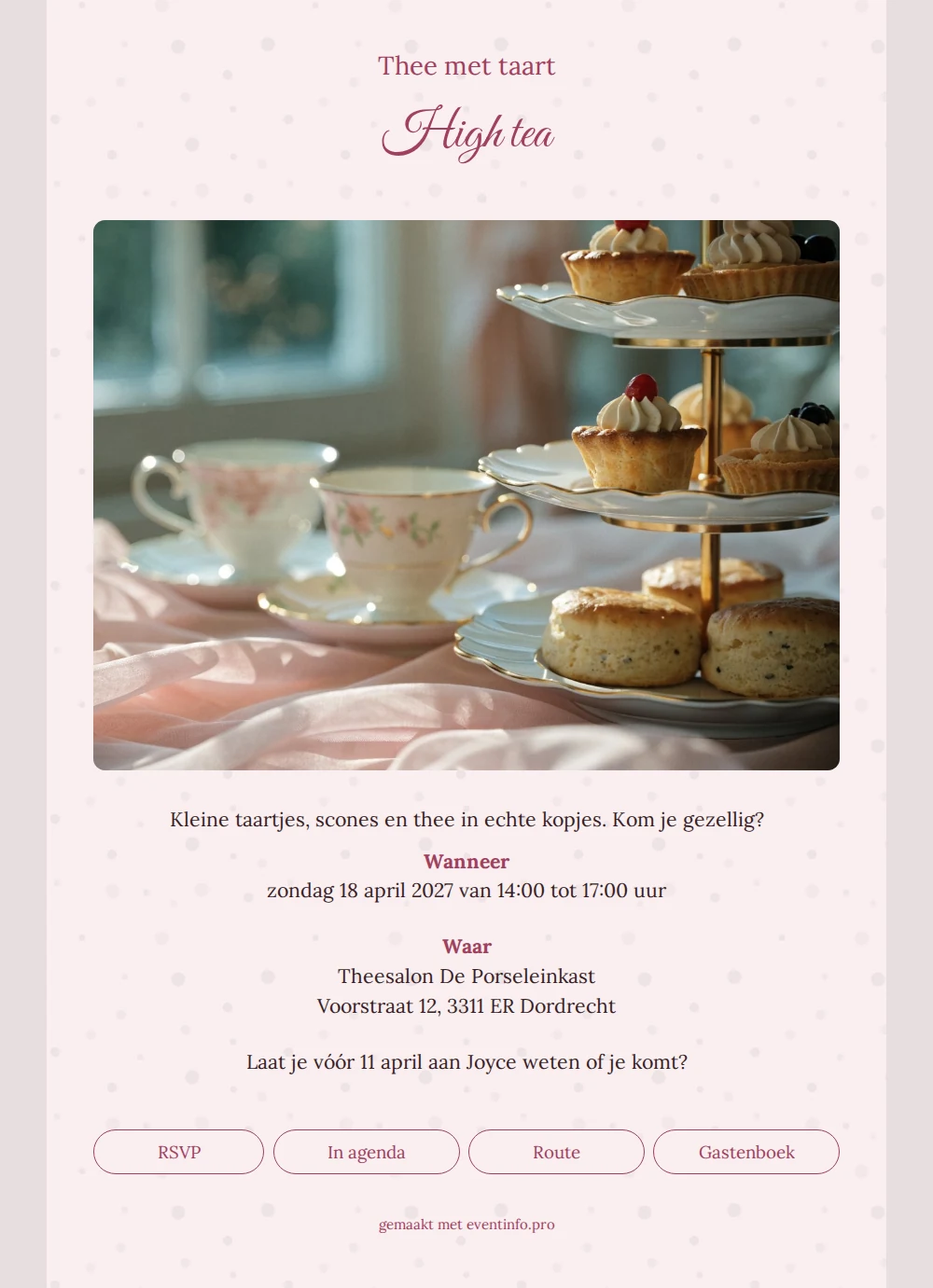 Klassieke uitnodiging voor thee met scones &ndash; example 1