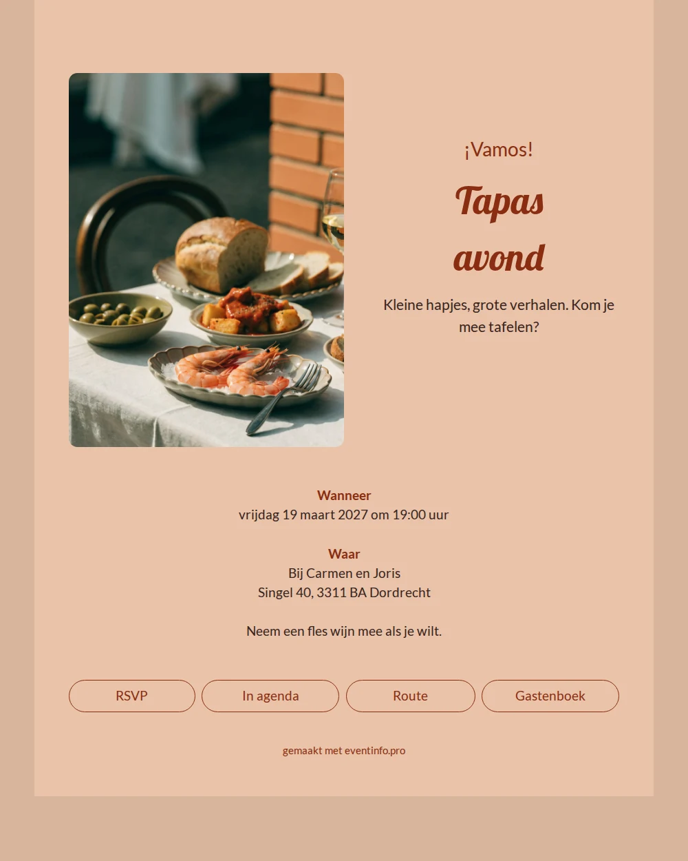 Gezellige uitnodiging voor tafelen met tapas &ndash; example 1