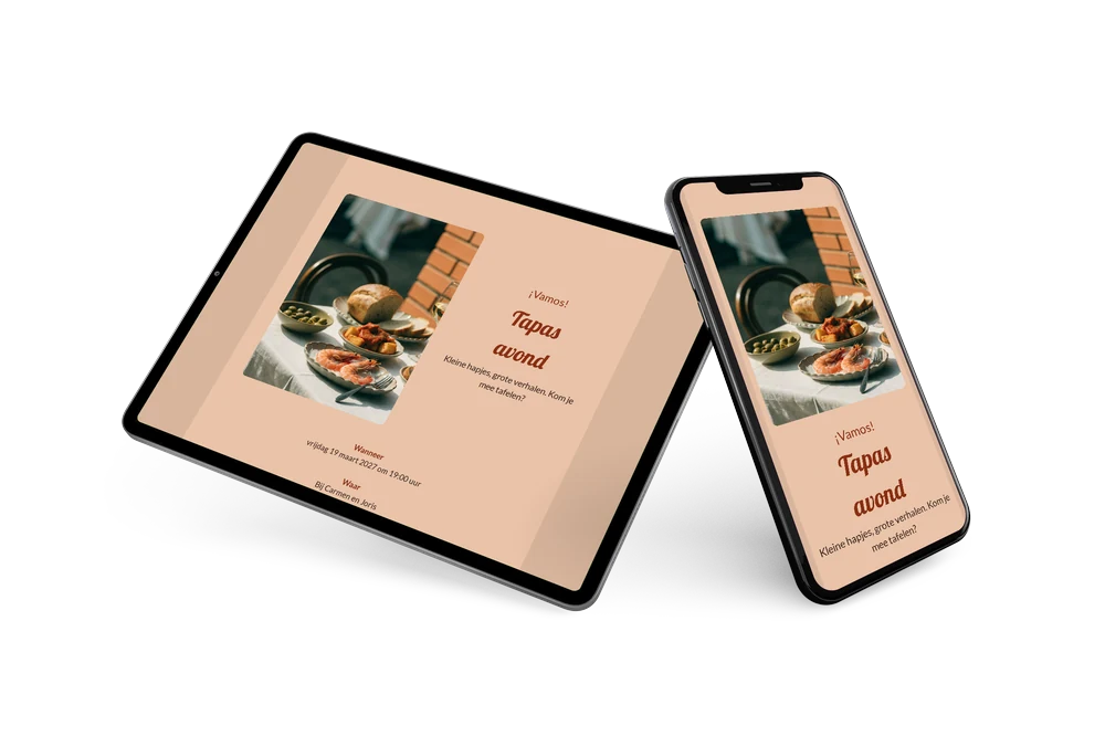 Gezellige uitnodiging voor tafelen met tapas &ndash; example 2