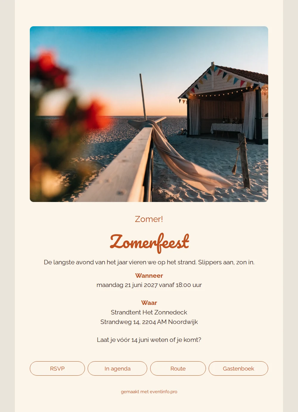 Warme uitnodiging met slingers en zonsondergang &ndash; example 1