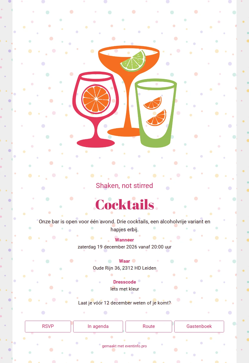 Speelse uitnodiging voor drankjes met kleur &ndash; example 1