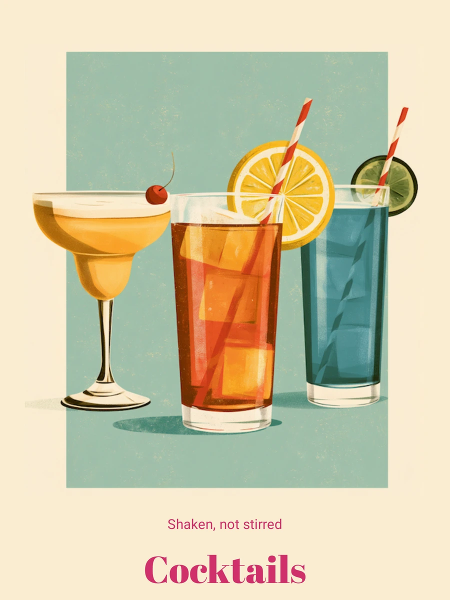 Retro uitnodiging voor een cocktailavond