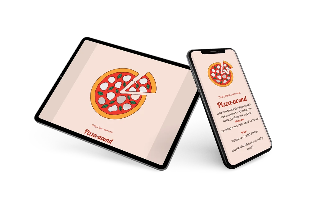 Warme uitnodiging voor zelf pizza’s beleggen &ndash; example 2
