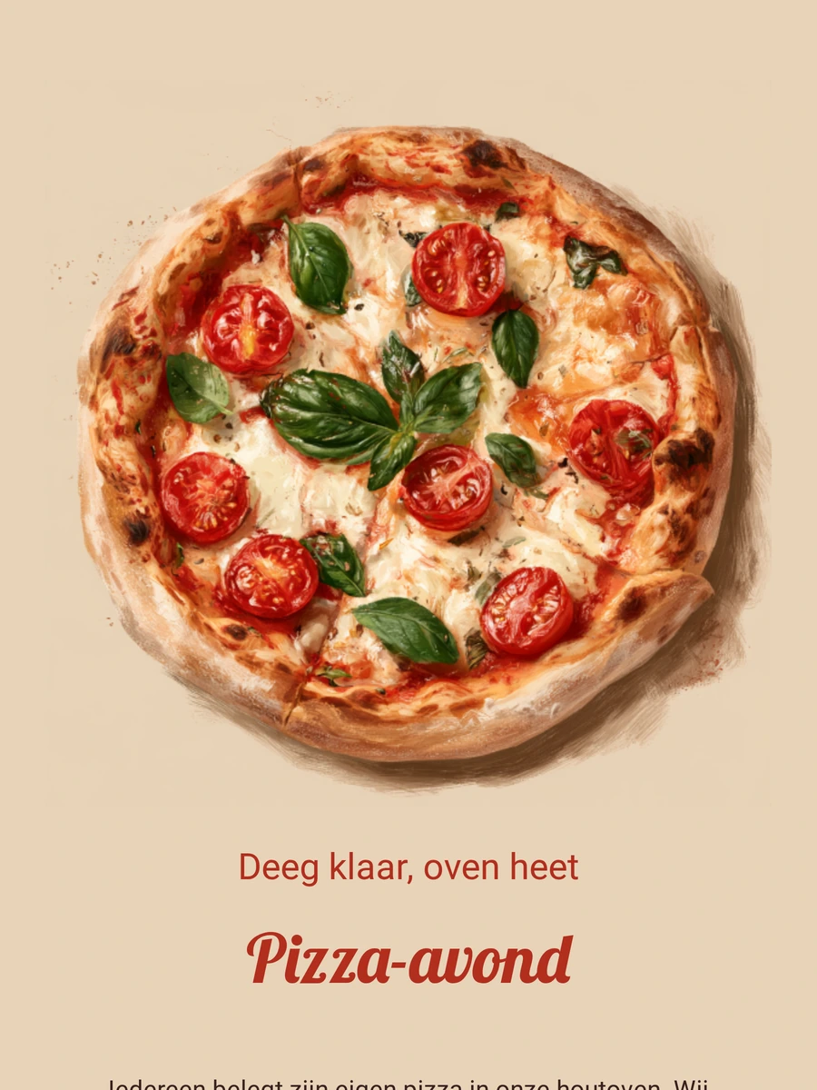Pizza-avond uitnodiging maken met houtoven