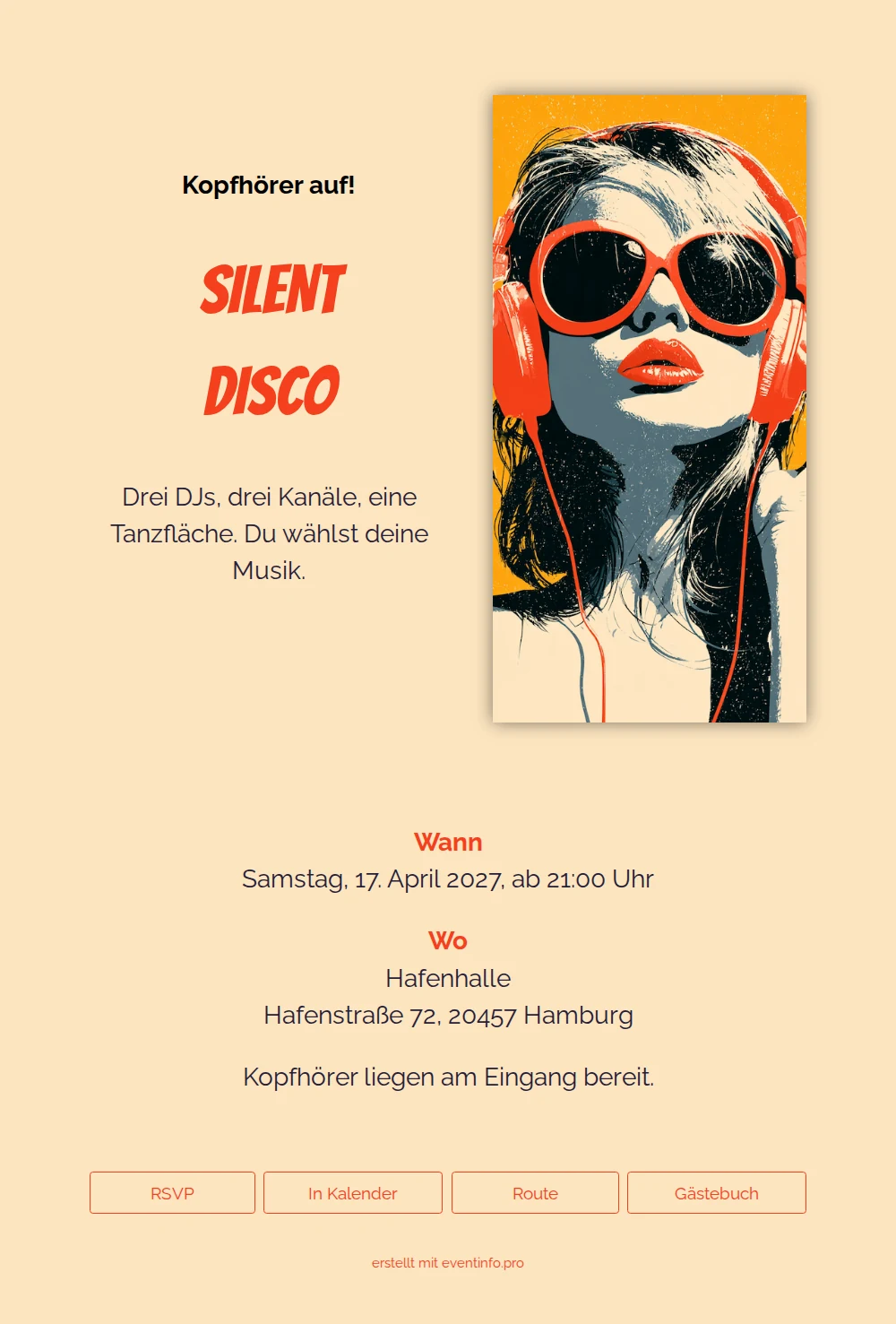 Festliche Silent-Disco-Einladung mit Girlanden &ndash; example 1