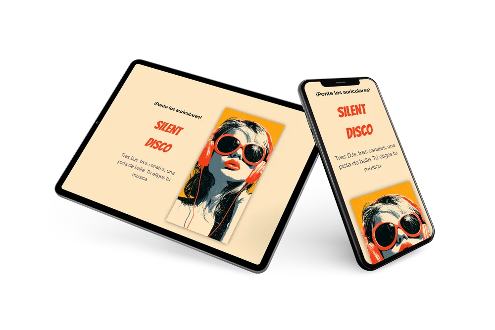 Invitación festiva de silent disco con guirnaldas &ndash; example 2