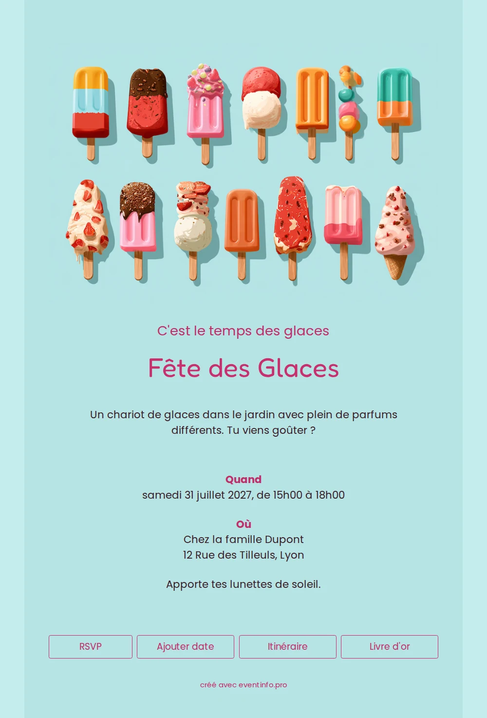 Envoyez une invitation fête des glaces d’été &ndash; example 1