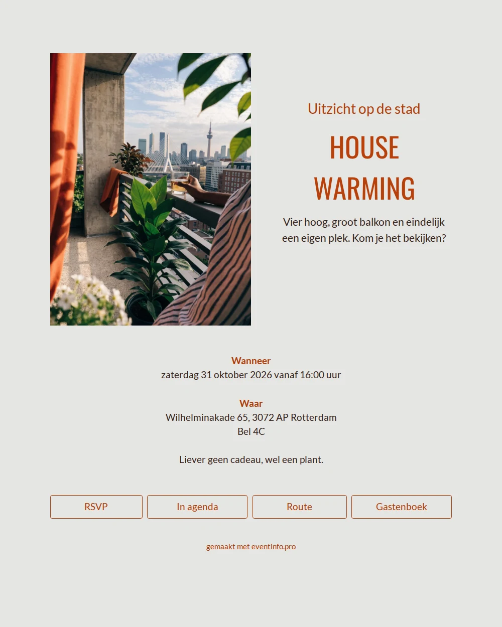 Stoere uitnodiging voor je appartement op vier hoog &ndash; example 1
