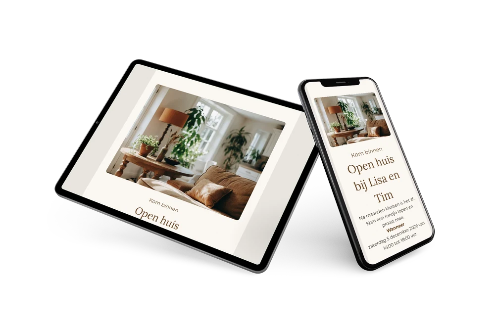 Landelijke uitnodiging in crème voor een open huis &ndash; example 2