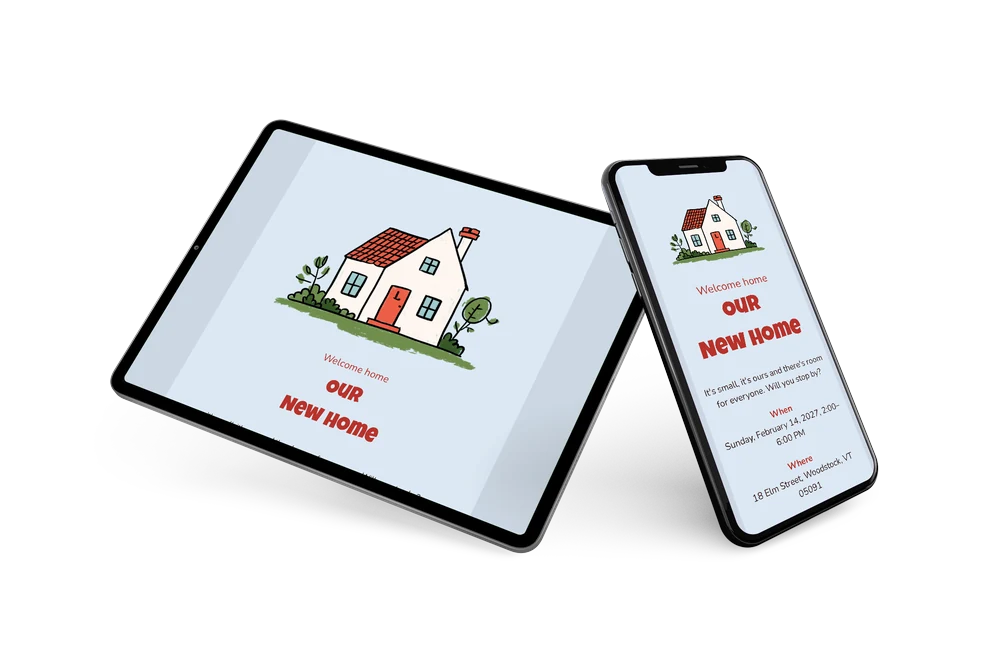 Send a housewarming invitation with red door &ndash; example 2