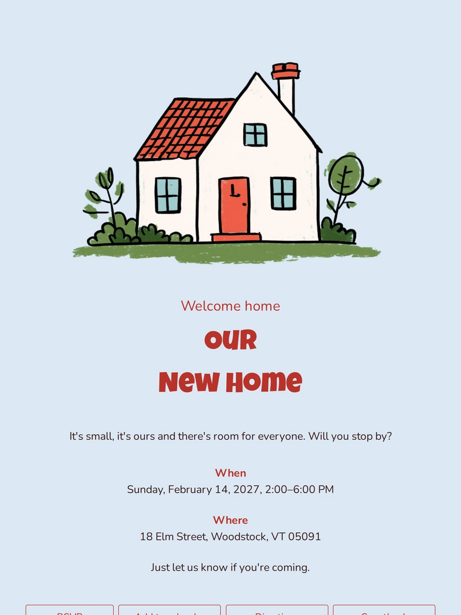 Send a housewarming invitation with red door