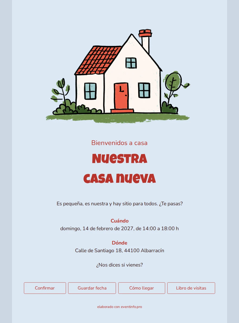 Invitación de casa nueva con puerta roja &ndash; example 1