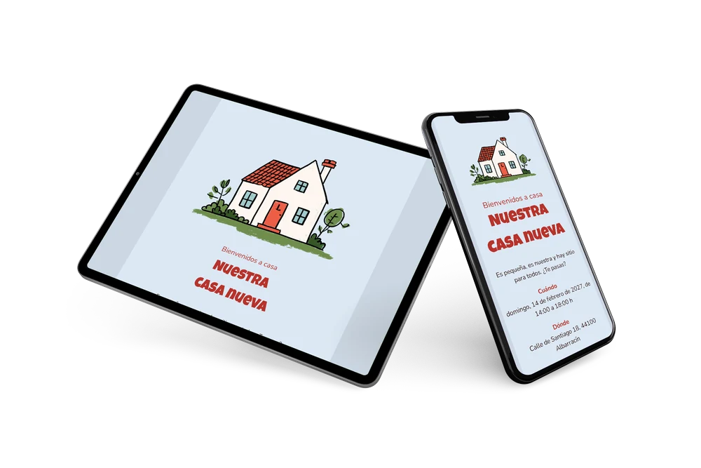 Invitación de casa nueva con puerta roja &ndash; example 2