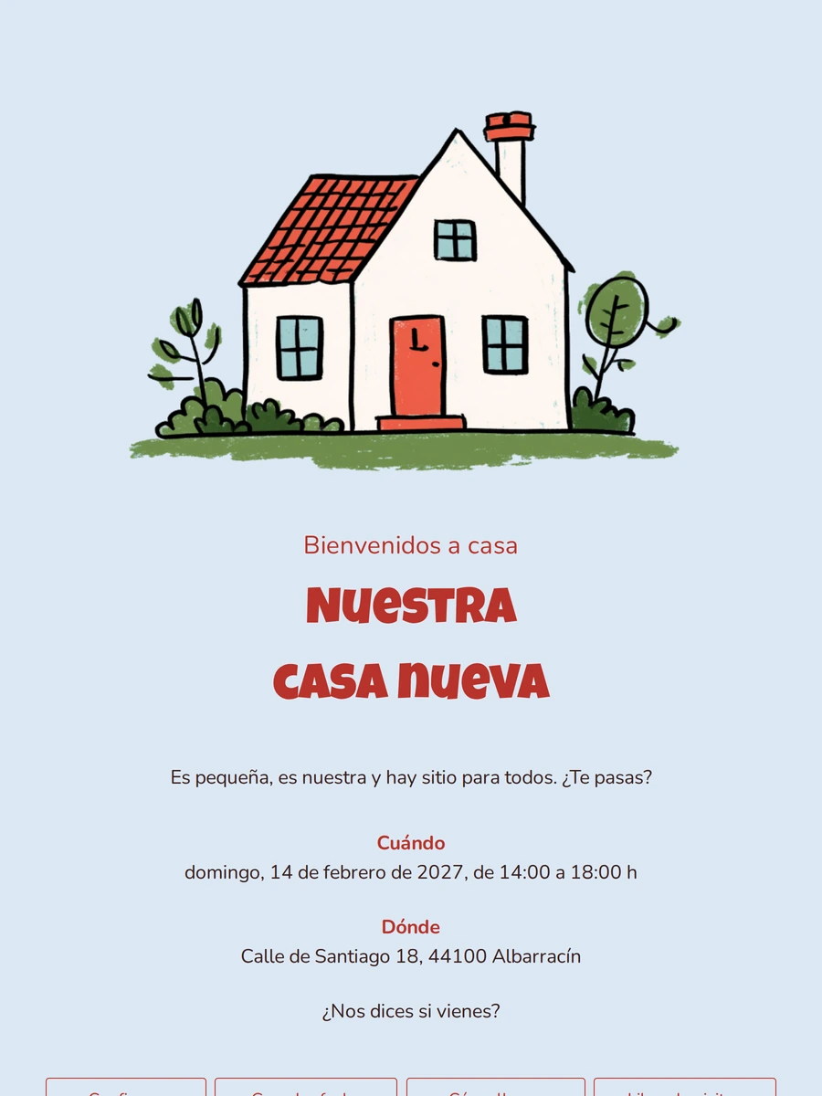 Invitación de casa nueva con puerta roja