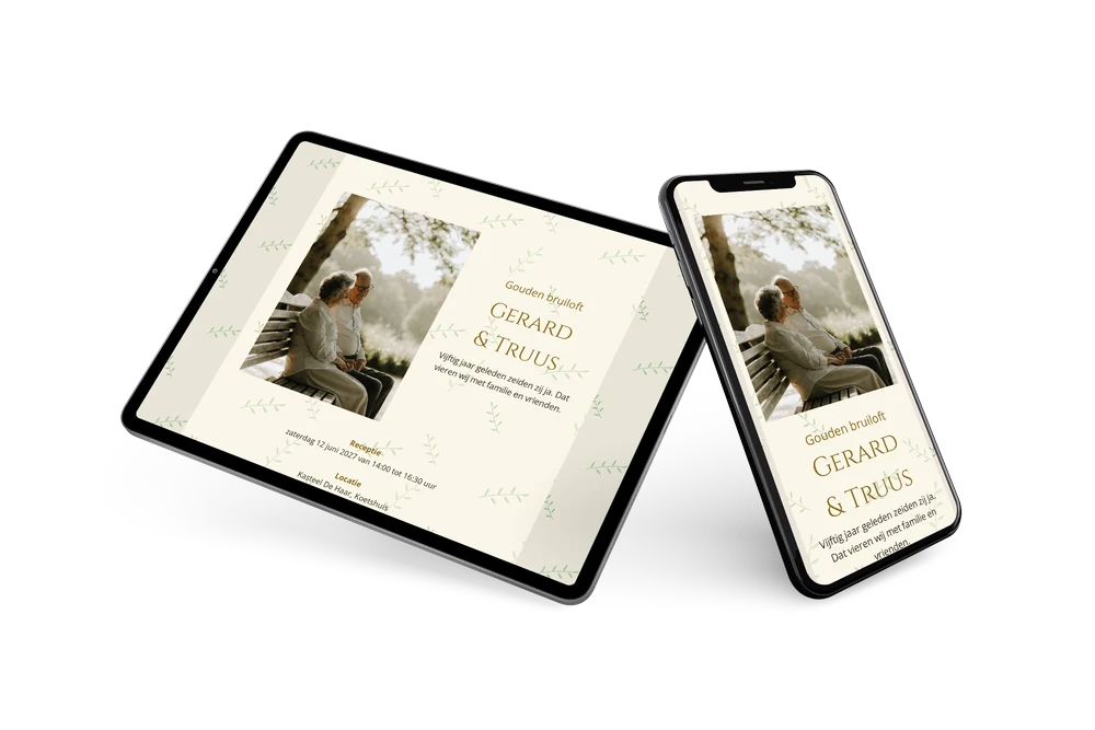 Beige kaart voor een gouden huwelijksjubileum &ndash; example 2