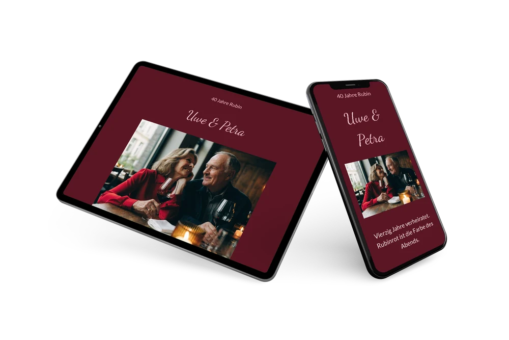 Rubinhochzeit-Einladung zum Abendessen im Restaurant &ndash; example 2