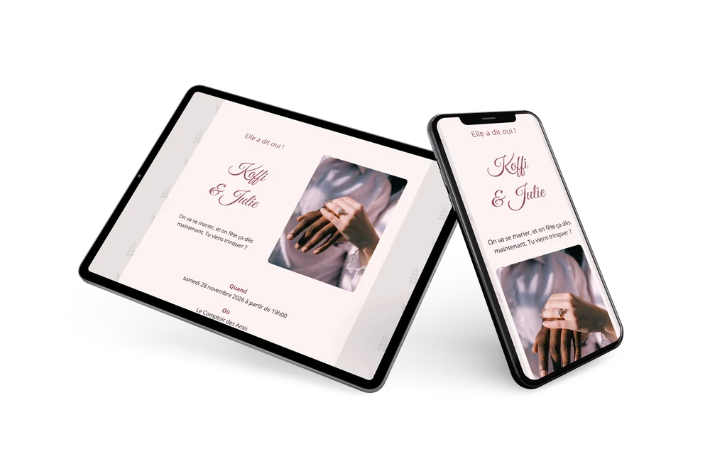 Invitation de fiançailles avec mains et bague &ndash; example 2
