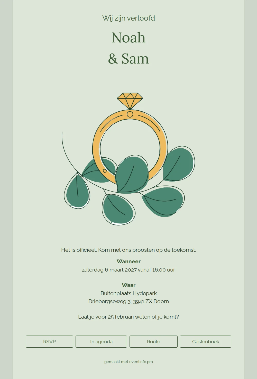 Speelse illustratie kaart voor een verloving &ndash; example 1