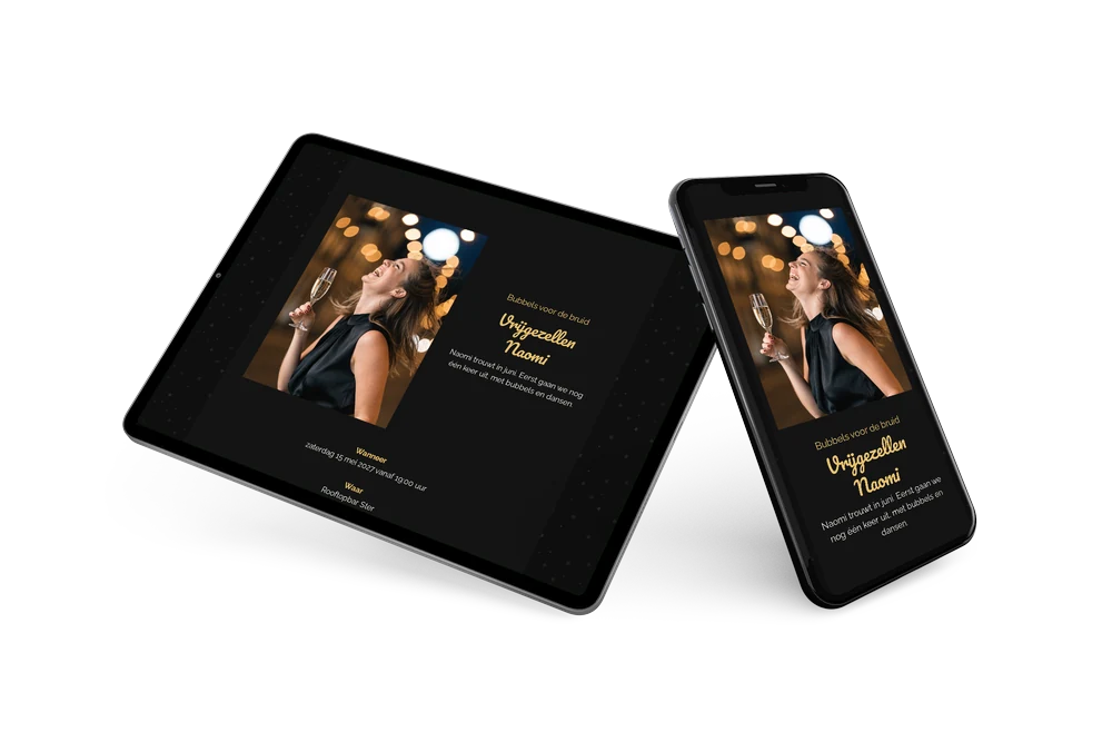 Sterrenhemel kaart voor een champagneavond &ndash; example 2