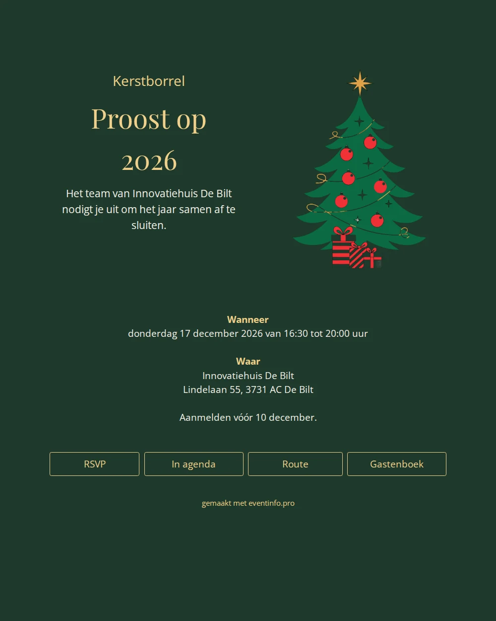 Feestelijke uitnodiging voor een teamkerstborrel &ndash; example 1