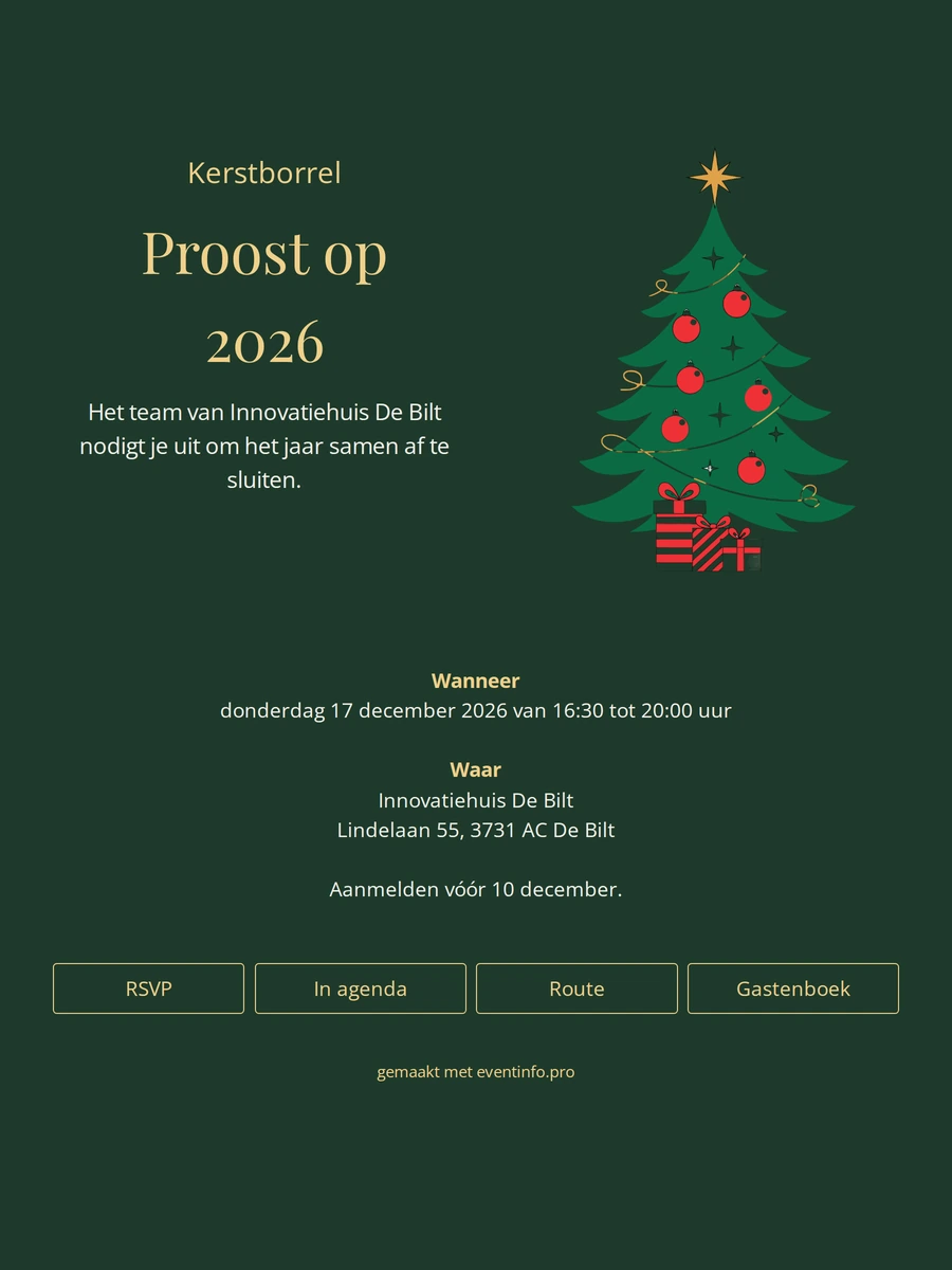 Donkergroene kaart met gouden kerstboom
