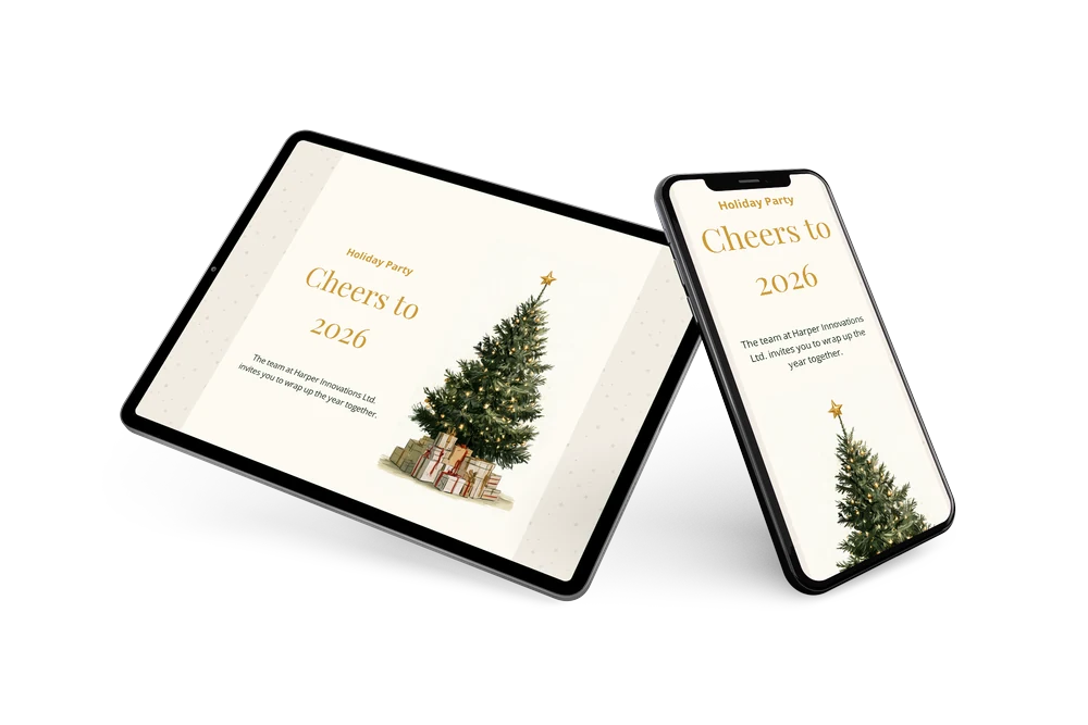 Cream business holiday party invitation with stars &ndash; example 2
