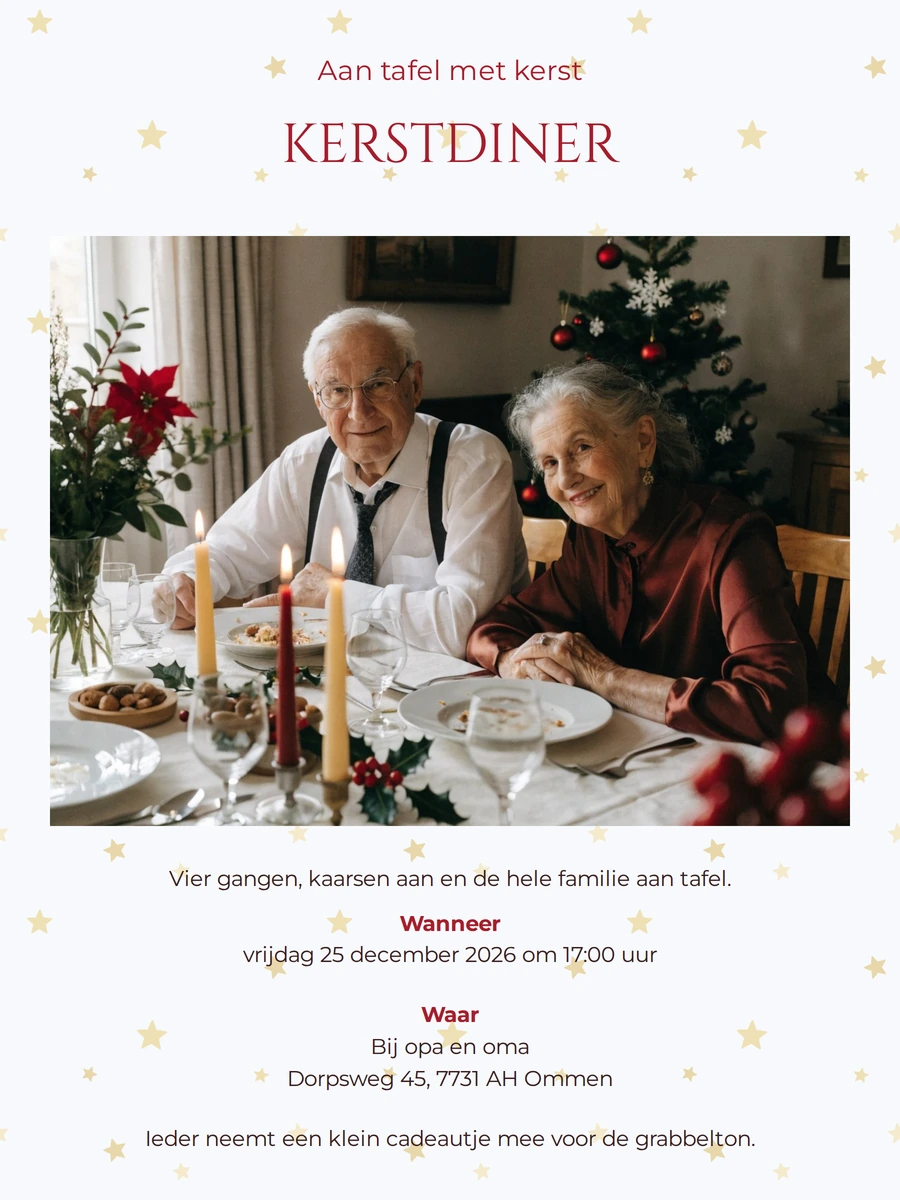 Warme uitnodiging voor een familiediner
