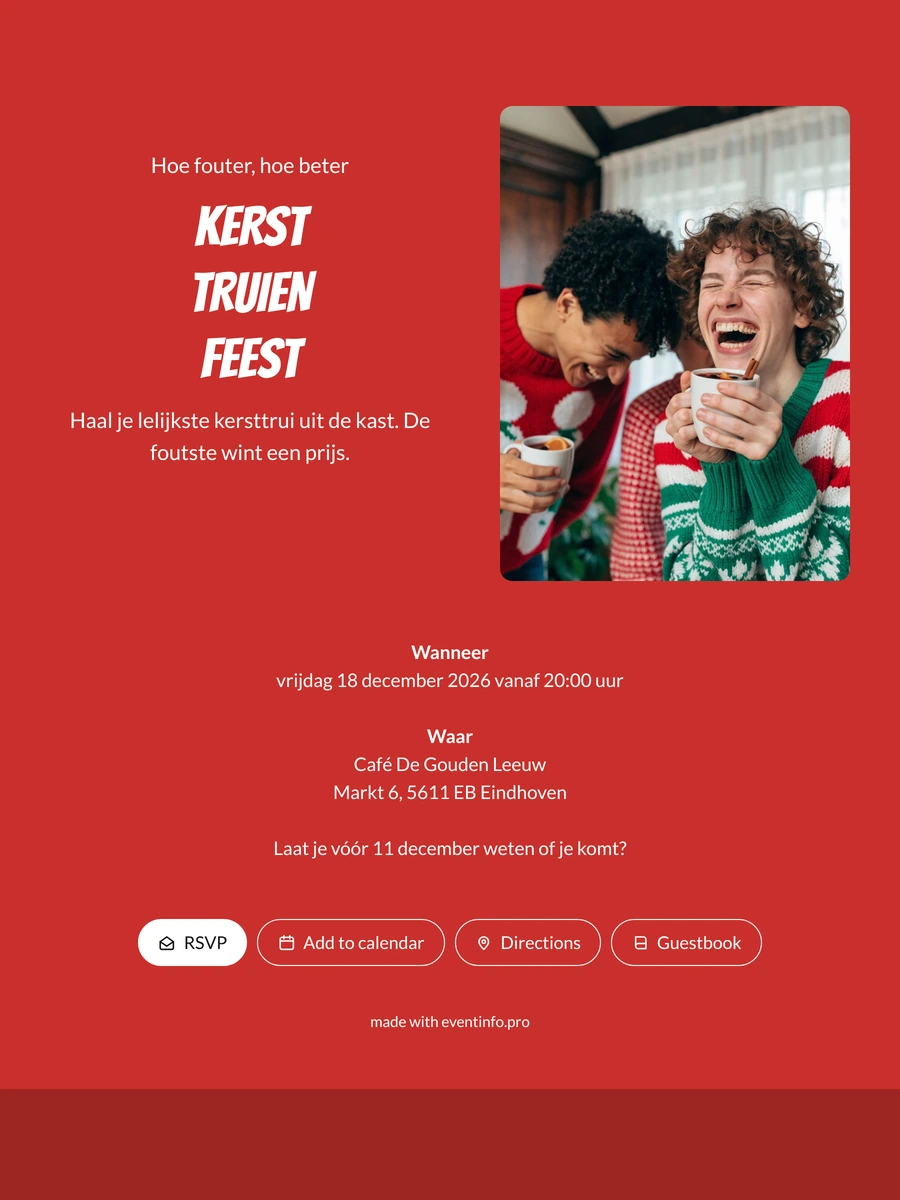 Speelse kaart voor een gezellig truienfeest