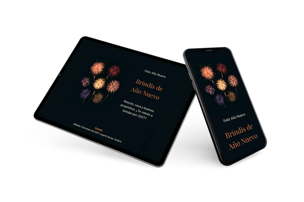 Invitación de Año Nuevo con título naranja &ndash; example 2