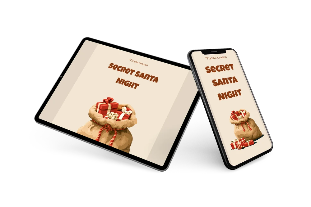 Secret Santa invitation with wrapped presents &ndash; example 2