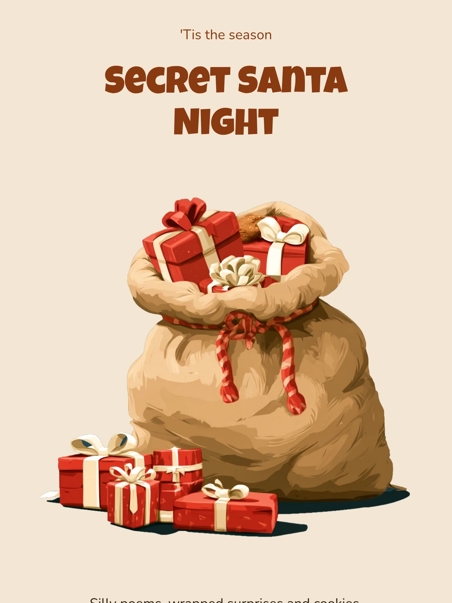 Secret Santa invitation with wrapped presents