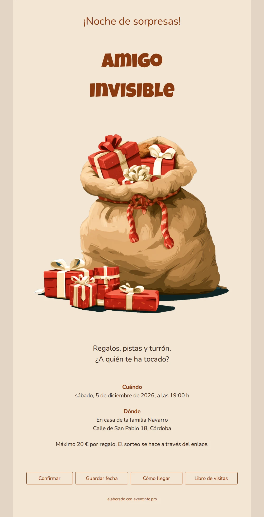 Invitación de amigo invisible con lazos rojos &ndash; example 1
