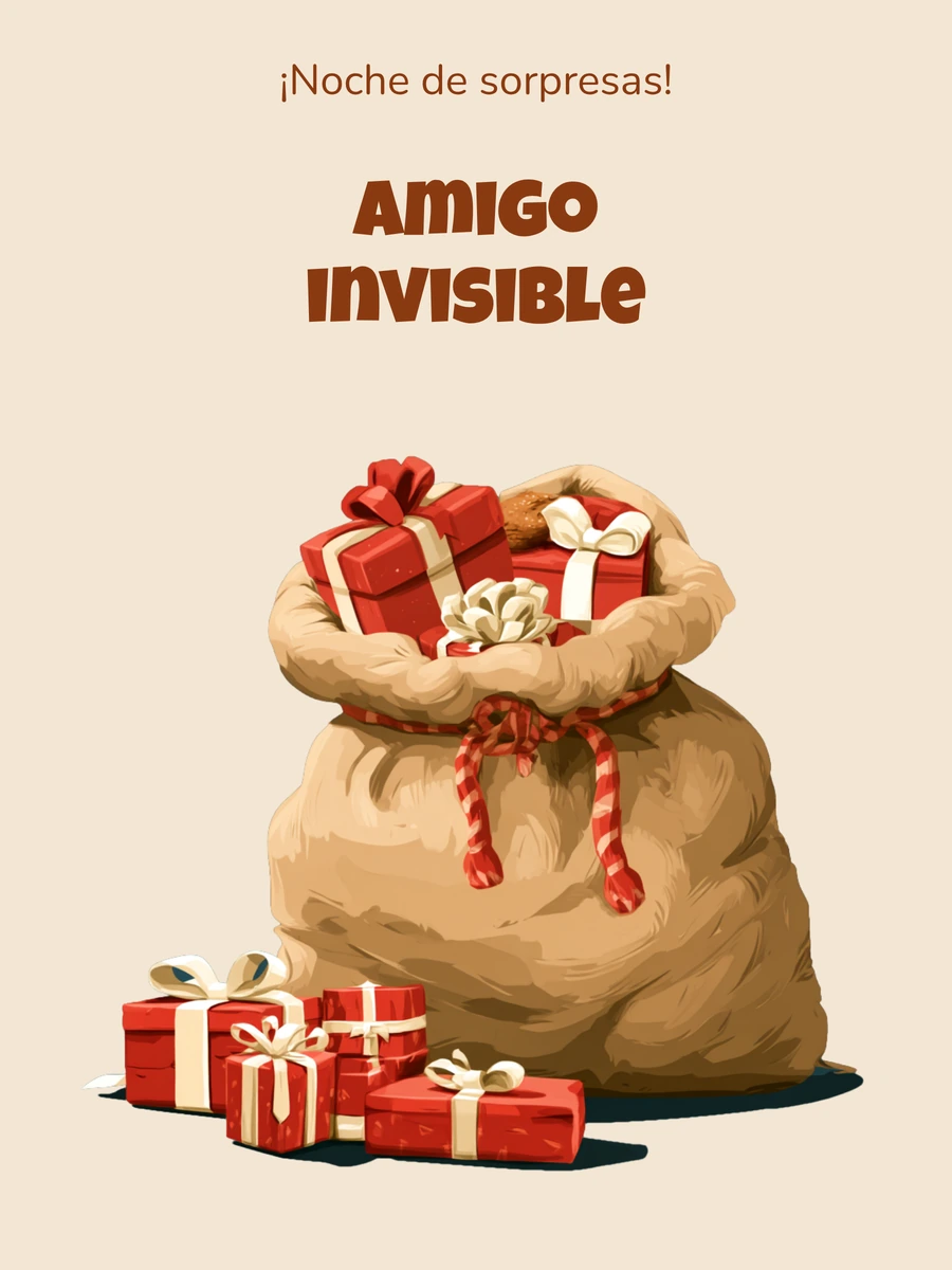 Invitación de amigo invisible con lazos rojos