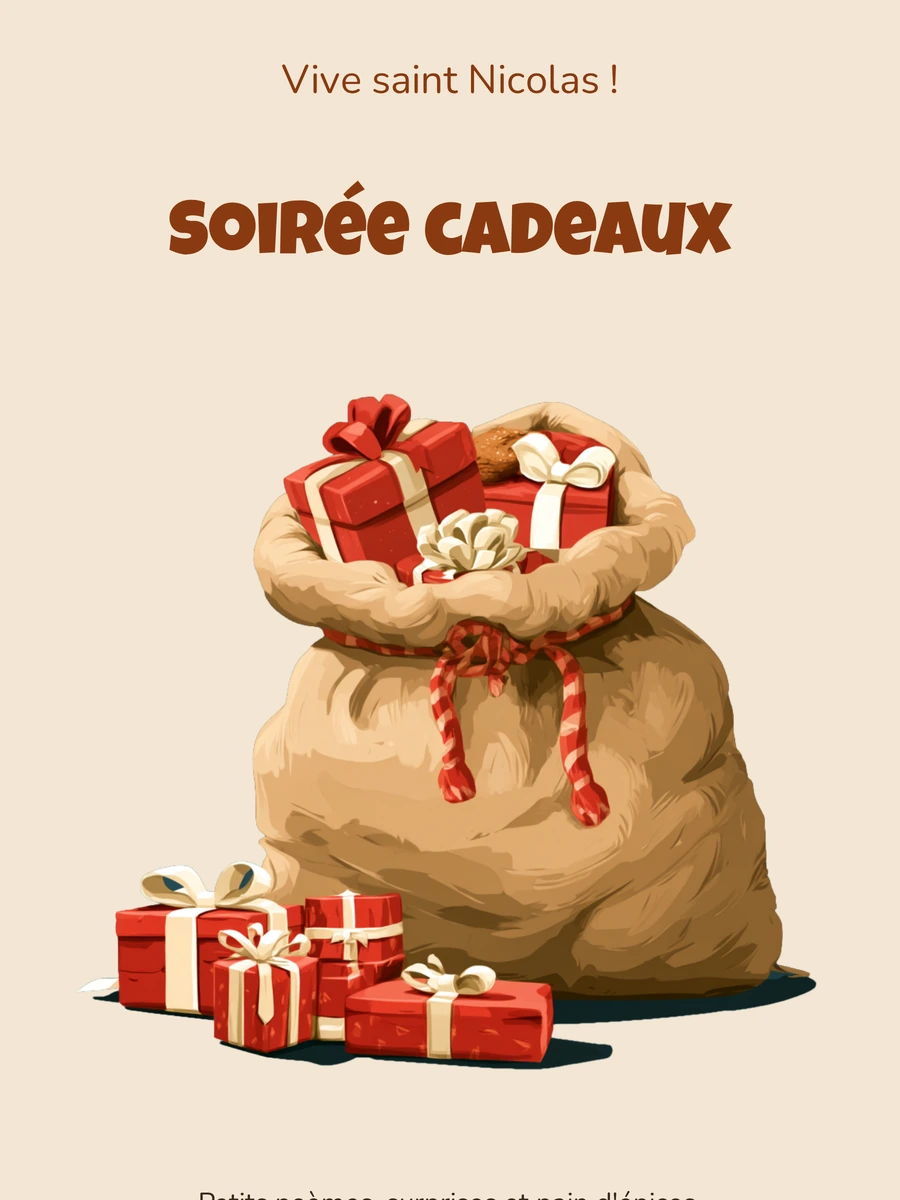 Invitation de Saint-Nicolas avec nœuds rouges