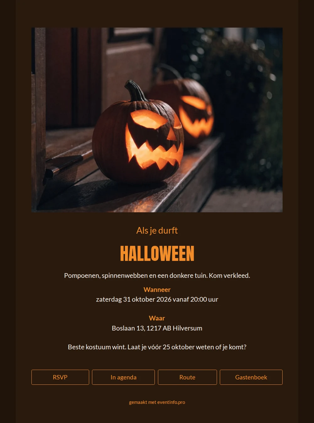 Oranje halloween uitnodiging maken voor een tuinfeest &ndash; example 1