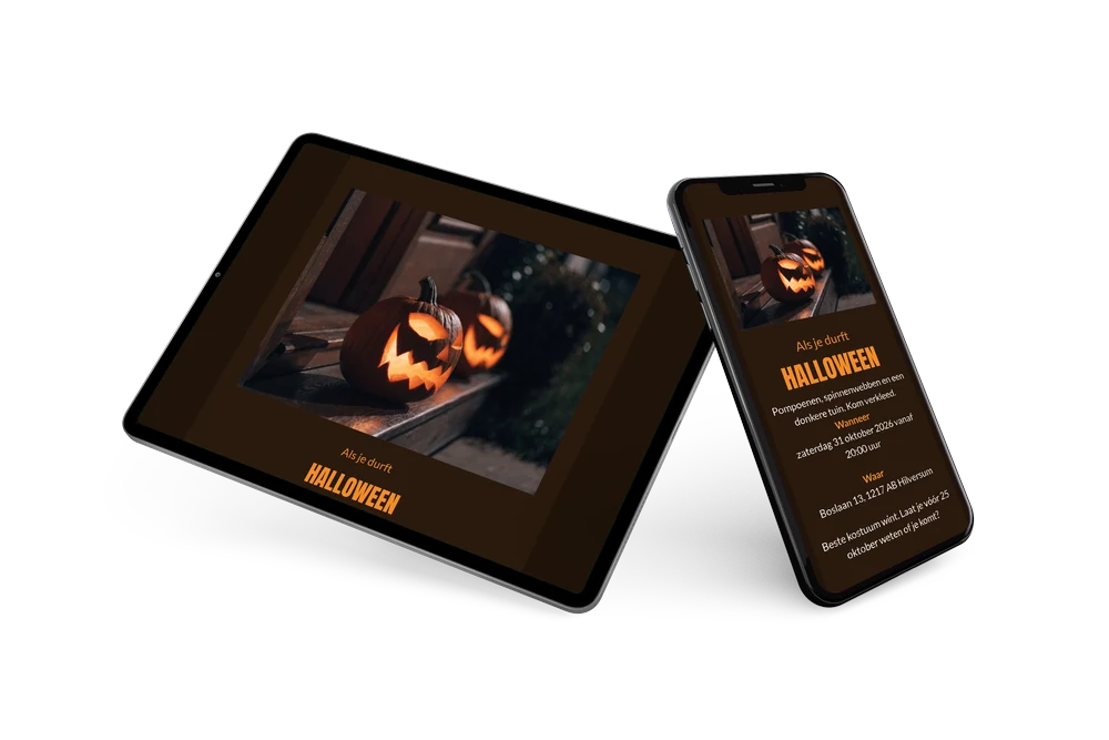 Oranje halloween uitnodiging maken voor een tuinfeest &ndash; example 2