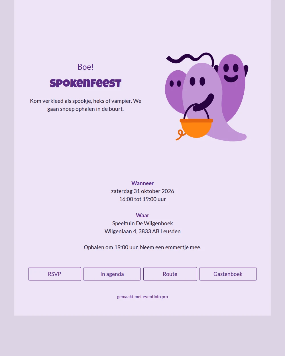 Speelse kinderhalloween kaart versturen met spookjes &ndash; example 1
